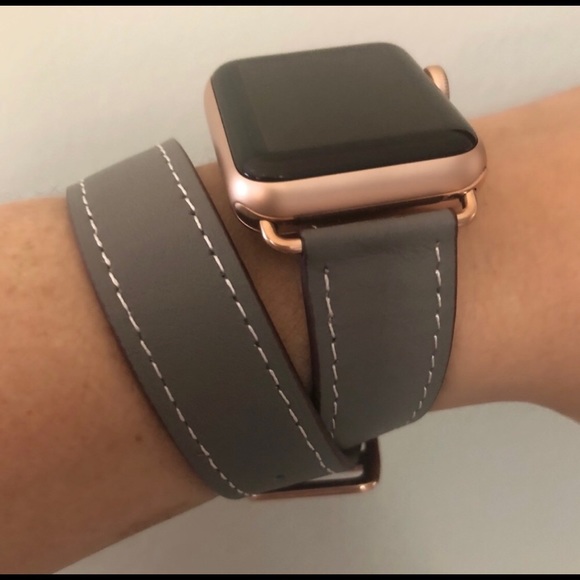 🌸ROSE GOLD Gray Apple Watch Double Wrap Band - Picture 2 of 5